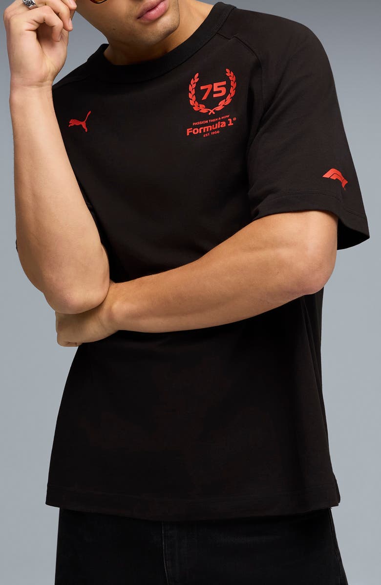 PUMA Relaxed Fit Formula 1<sup>®</sup> 75 Years Graphic T-Shirt, Main, color, Puma Black