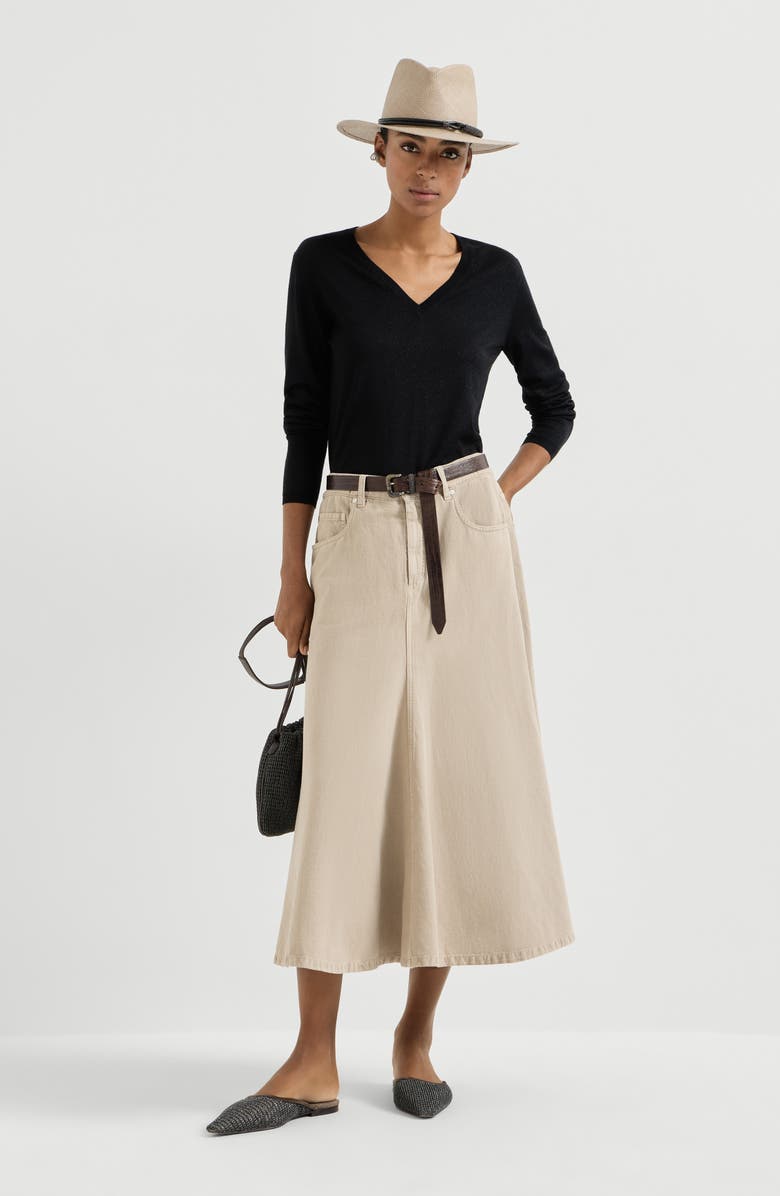 Brunello Cucinelli Cashmere and silk sweater, Alternate, color, Black