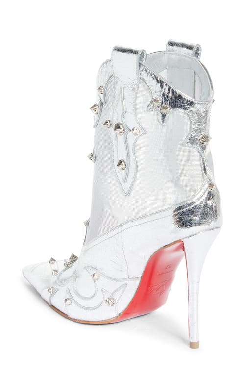 Christian Louboutin Bootiag Studded Metallic Leather Bootie In Silver