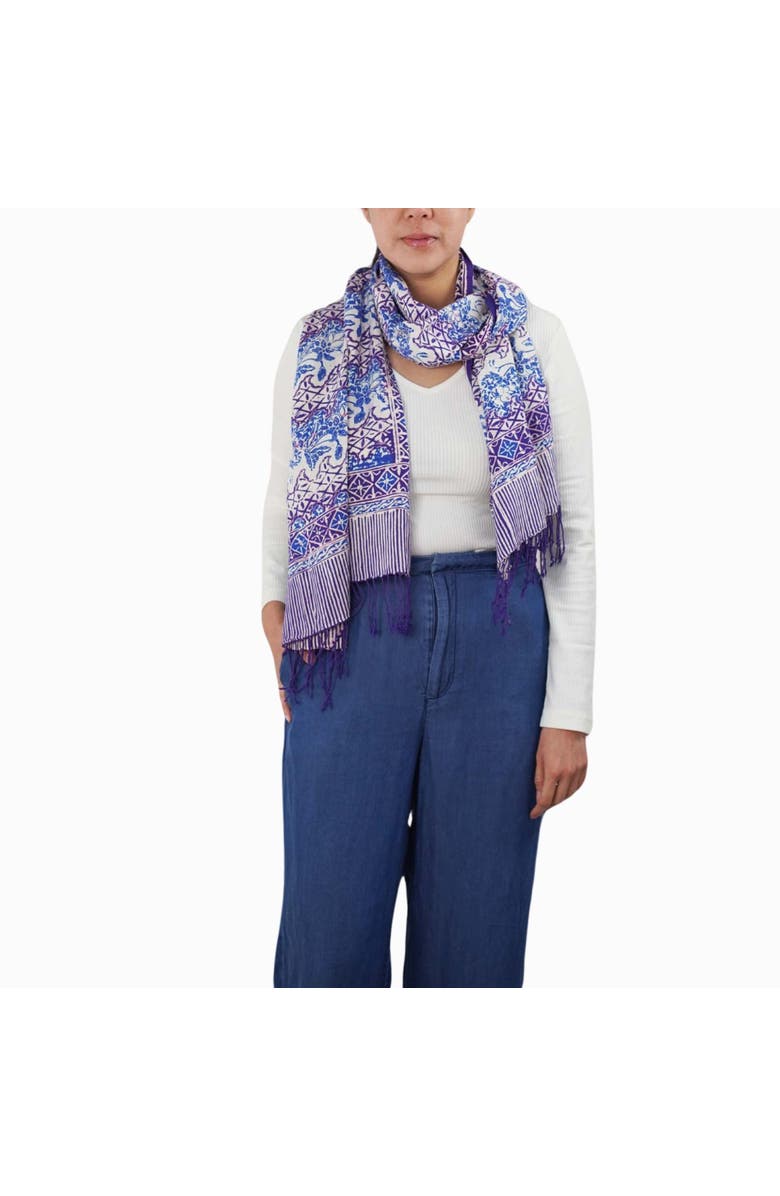 Kasih Co-op Handmade Batik Scarf, Alternate, color, Navy Blue