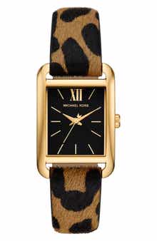 Monroe Animal Print Genuine Calf Hair Watch, 27mm