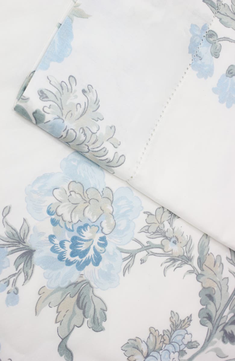 MELANGE HOME Rose 200 Thread Count Percale Cotton Sheet Set, Alternate, color, Blue