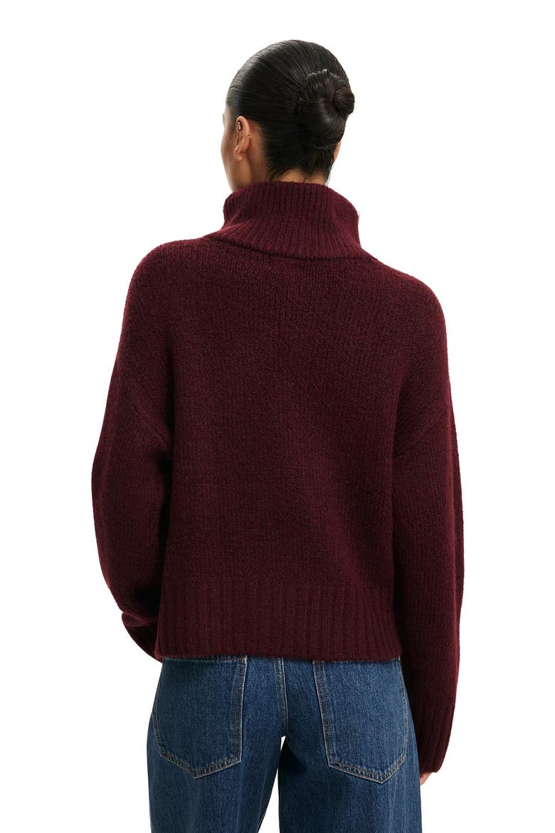 Women's Luxe Funnel Zip Pullover, Alternate, color, Sour Cherry Marle