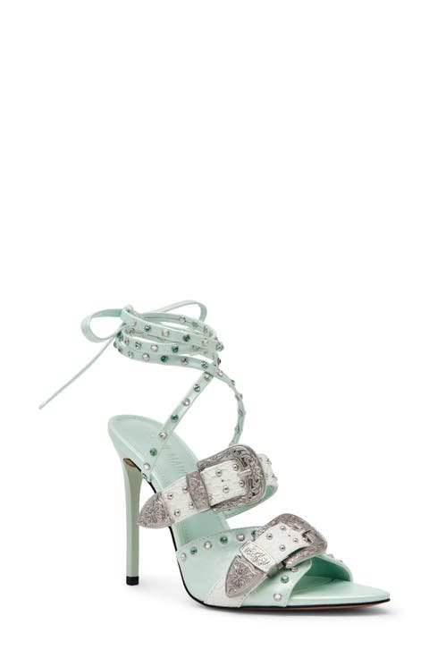 Saddle Embellished Ankle Strap Sandal (Women)