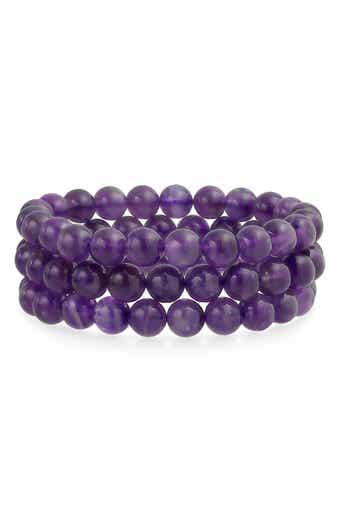 Set of 3 Semiprecious Stone Beaded Stretch Bracelets
