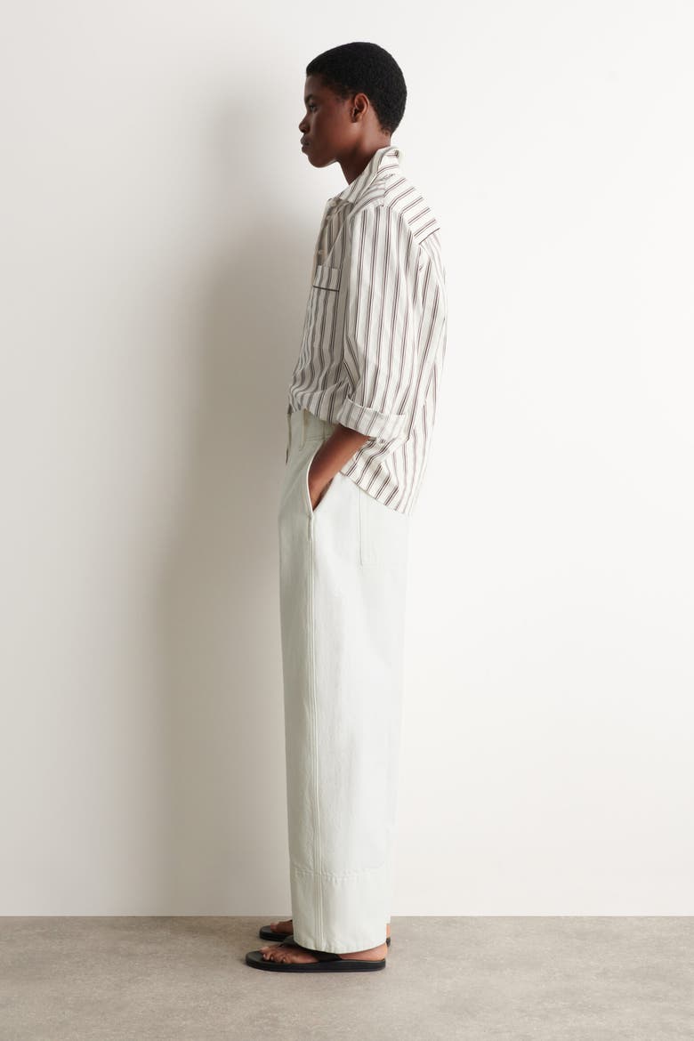 Denim Barrel-leg Pants, Alternate, color, WHITE