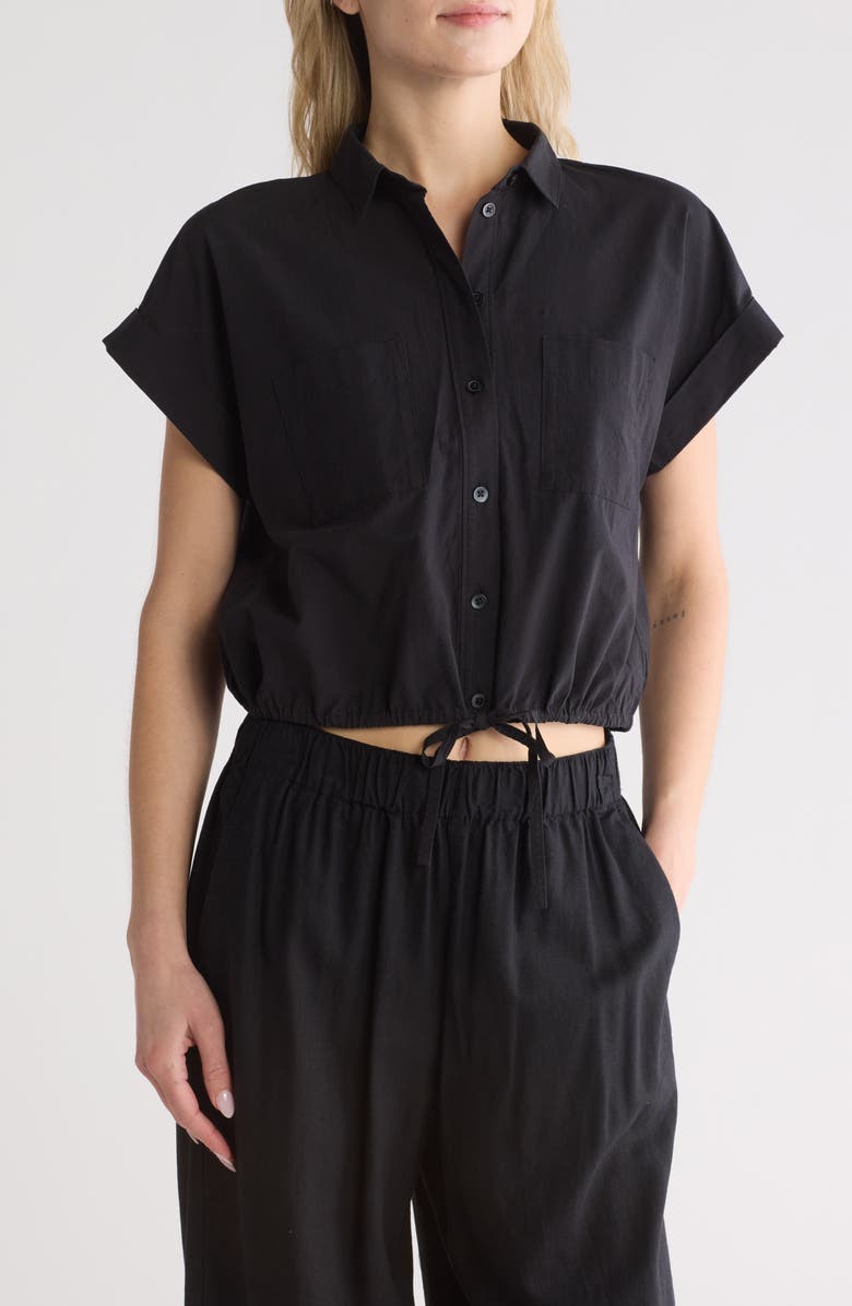 Madewell Drawstring Button-Up Signature Poplin Shirt, Main, color,