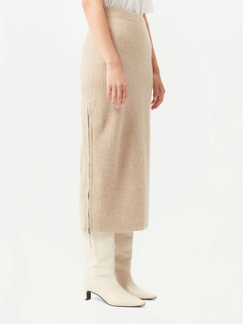 Gobi Mongolian Cashmere Cashmere Skirt With Zip In Warm Grey