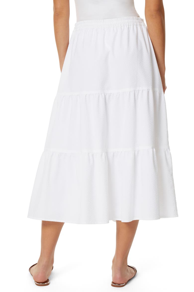 Drawstring Waist Tiered Linen Blend Midi Skirt, Alternate, color, NYC WHITE