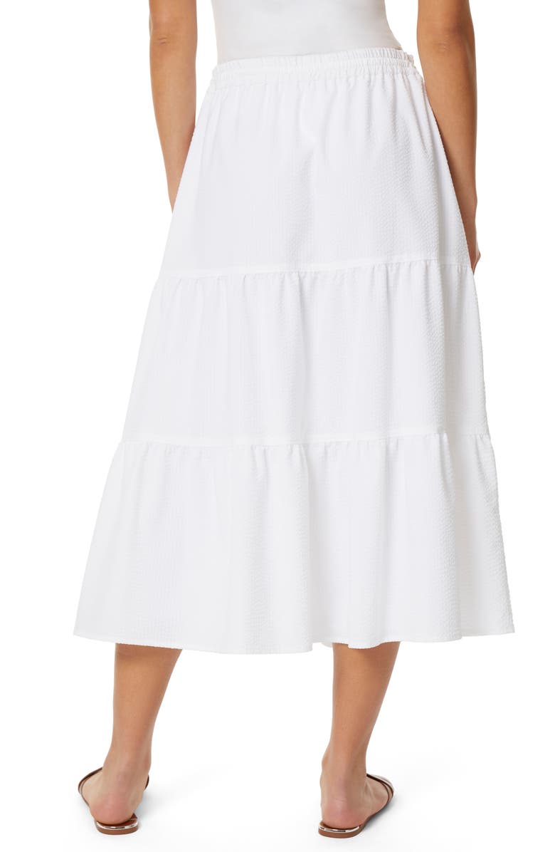 Jones New York Drawstring Waist Tiered Linen Blend Midi Skirt, Alternate, color,