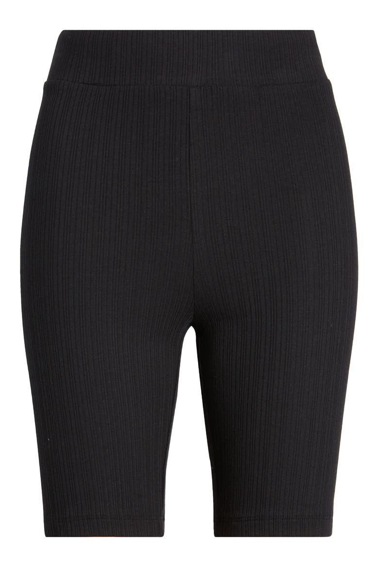 Mae Rib High Waist Bike Shorts, Alternate, color, BLACK