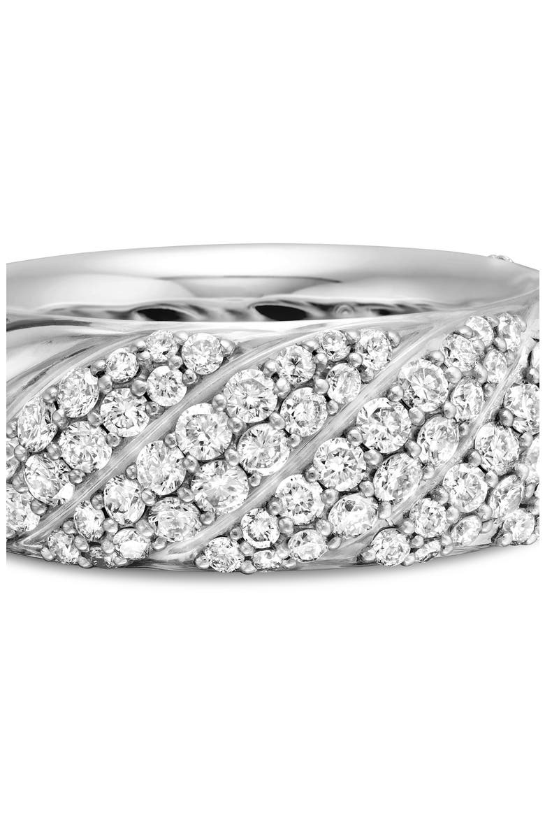 Sculpted Cable Band Ring in Sterling Silver with Pavé Diamonds, Alternate, color, STERLING SILVER