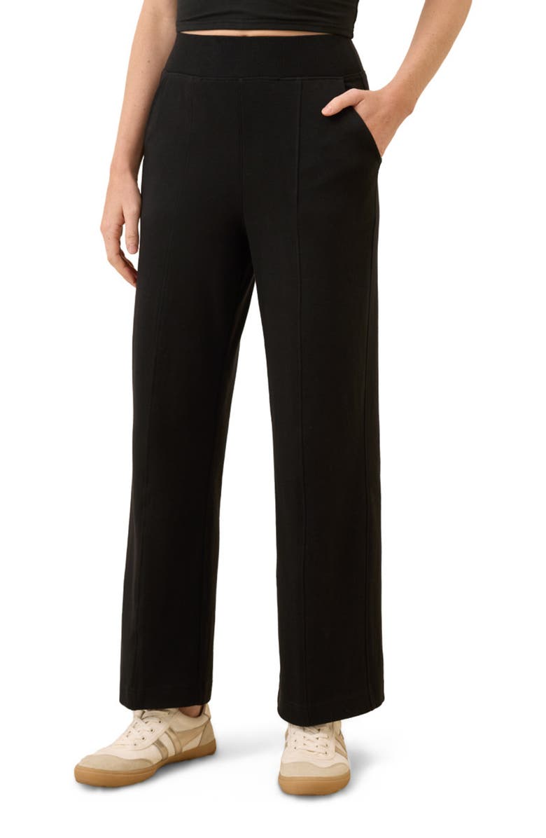 Pact Organic Cotton Airplane Pintuck Wide Leg Pant, Alternate, color, Black