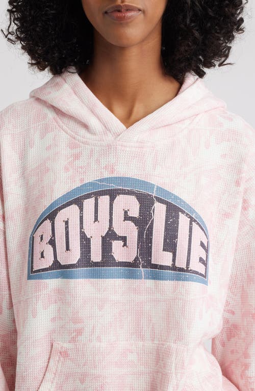 Boys Lie Let Love Guide My Way Rhinestone Thermal Hoodie In Pink