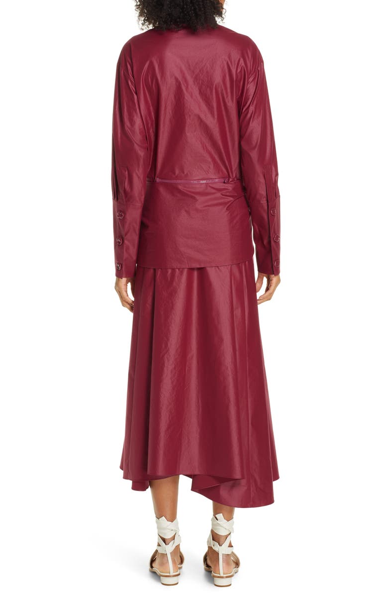 Tibi Glossy Plain Weave Long Sleeve Maxi Shirtdress, Alternate, color, 