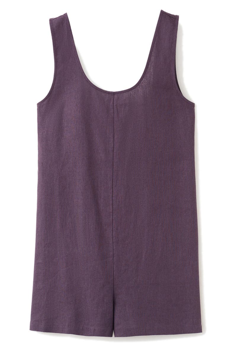 Open Back Linen Blend Romper, Alternate, color, PURPLE