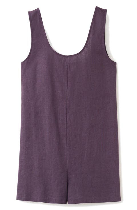 Open Back Linen Blend Romper