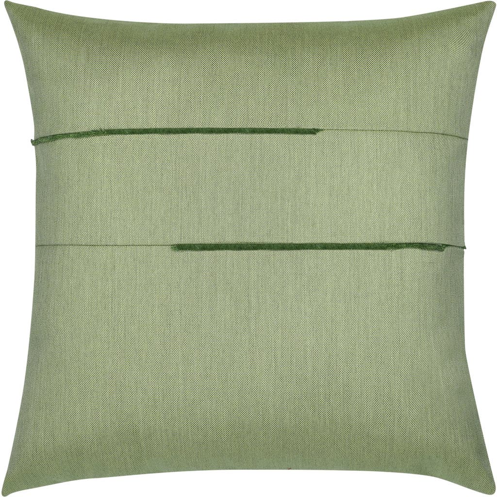 Elaine Smith Micro Fringe Square Indoor & Outdoor Square Woven Accent Pillow With Chenille Accents In Green