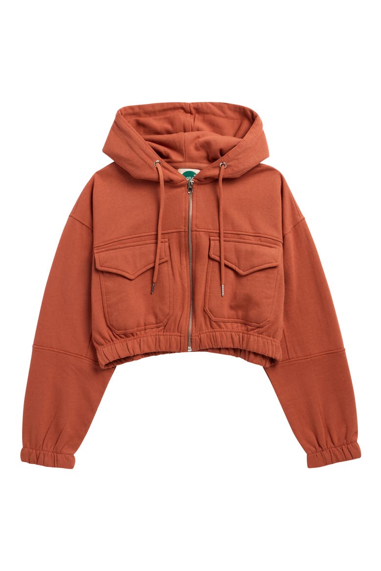 Kids' Zip Up Cotton Blend Hoodie, Main, color, RUST