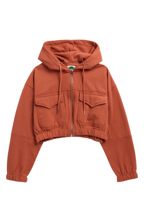 Marci Kids' Zip Up Cotton Blend Hoodie In Brown