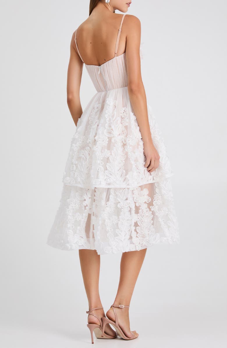 HELSI Juliette Floral Appliqué Tiered Cocktail Midi Dress, Alternate, color, Off White/ Nude