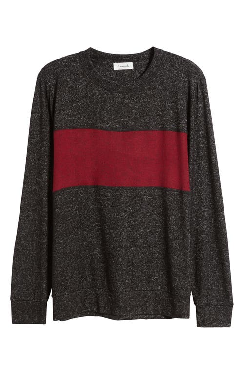 Loveappella Colorblock Long Sleeve Brushed Jersey Top In Black