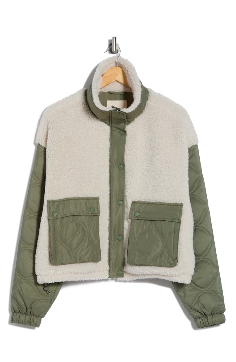 Thread & Supply Faux Shearling Detail Onion Quilted Jacket, Alternate, color,