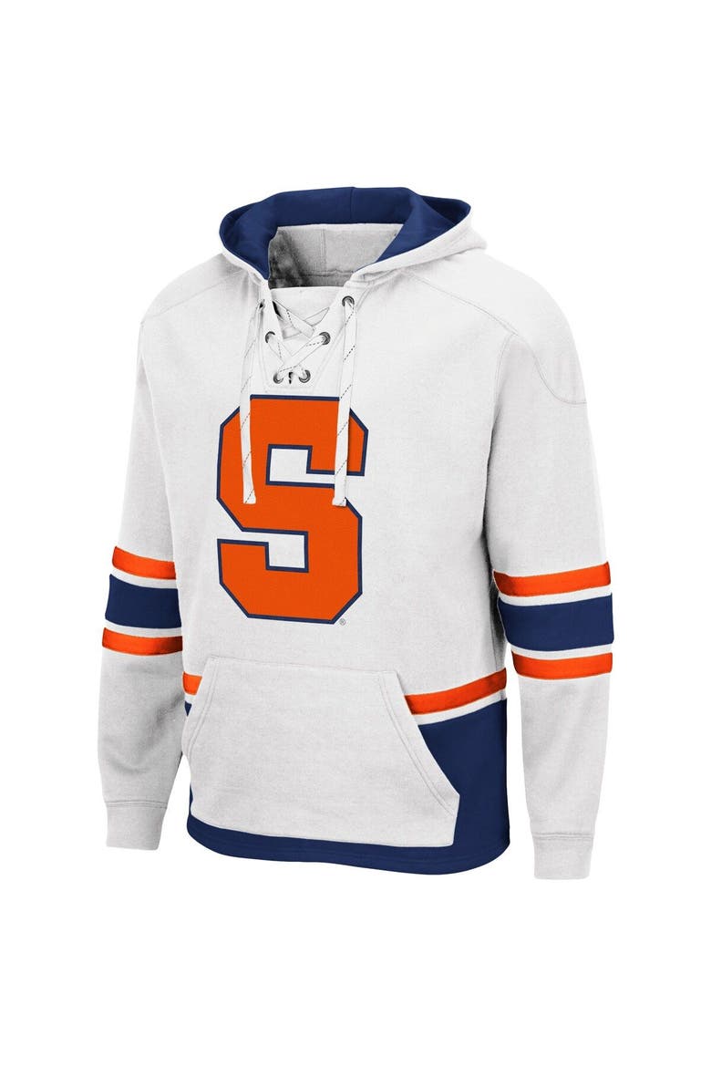 Men's Colosseum White Syracuse Orange Lace Up 3.0 Pullover Hoodie, Alternate, color, White