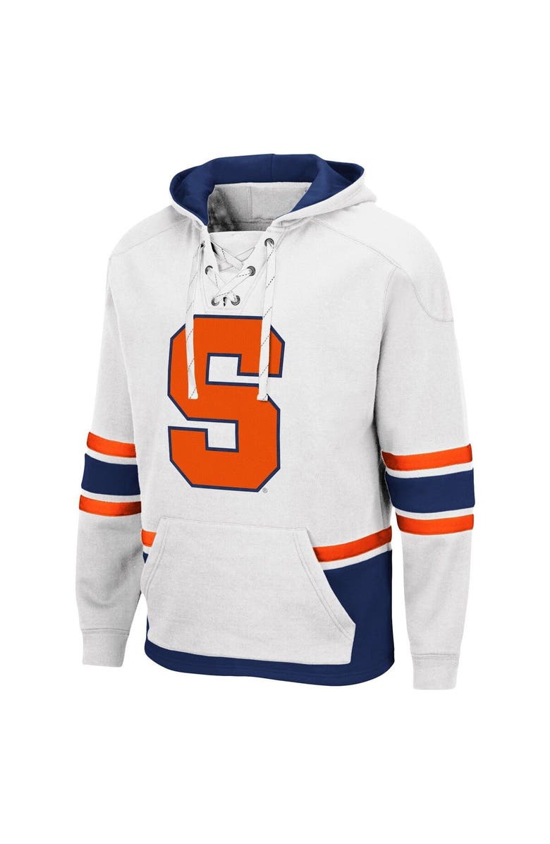 COLOSSEUM Men's Colosseum White Syracuse Orange Lace Up 3.0 Pullover Hoodie, Alternate, color,