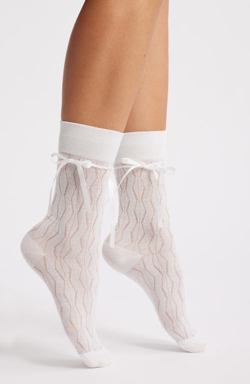 High Heel Jungle Bellabow Satin Robbon Crew Socks In White