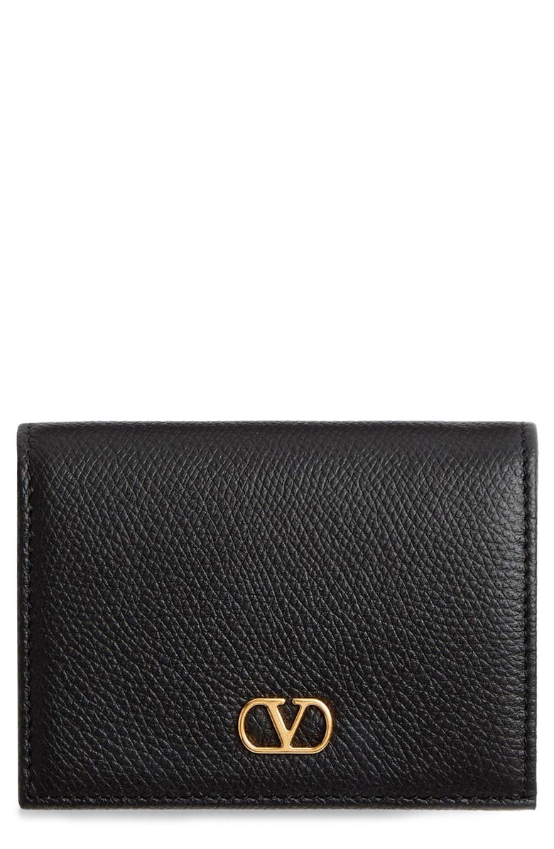 Valentino Garavani VLOGO Leather Bifold French Wallet, Main, color, Black