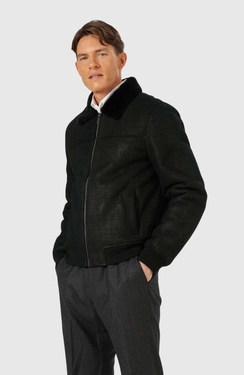 Gorski Merino Shearling Lamb Bomber Jacket In Black