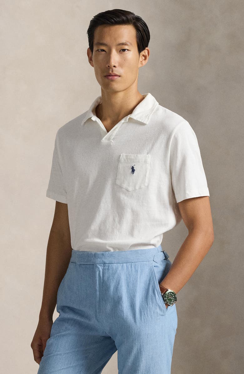 Polo Ralph Lauren Johnny Collar Cotton & Linen Pocket Polo, Alternate, color, 