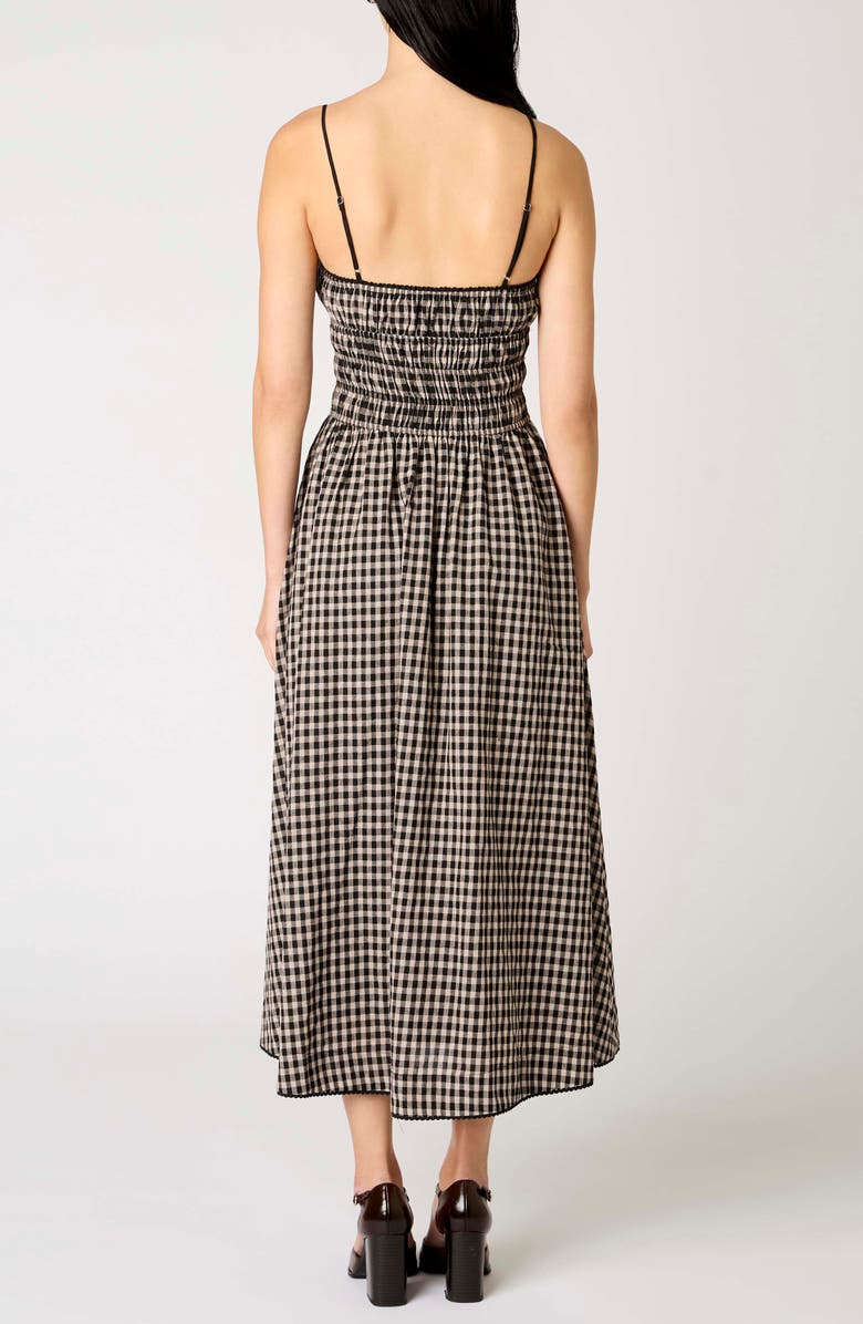 Nia Thomas Gingham Check Cotton Midi Dress, Alternate, color, Oat