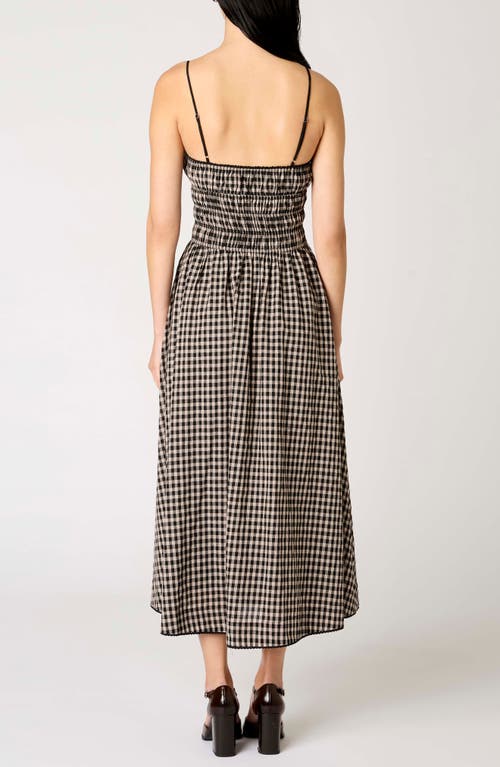 Nia Thomas Gingham Check Cotton Midi Dress In Brown