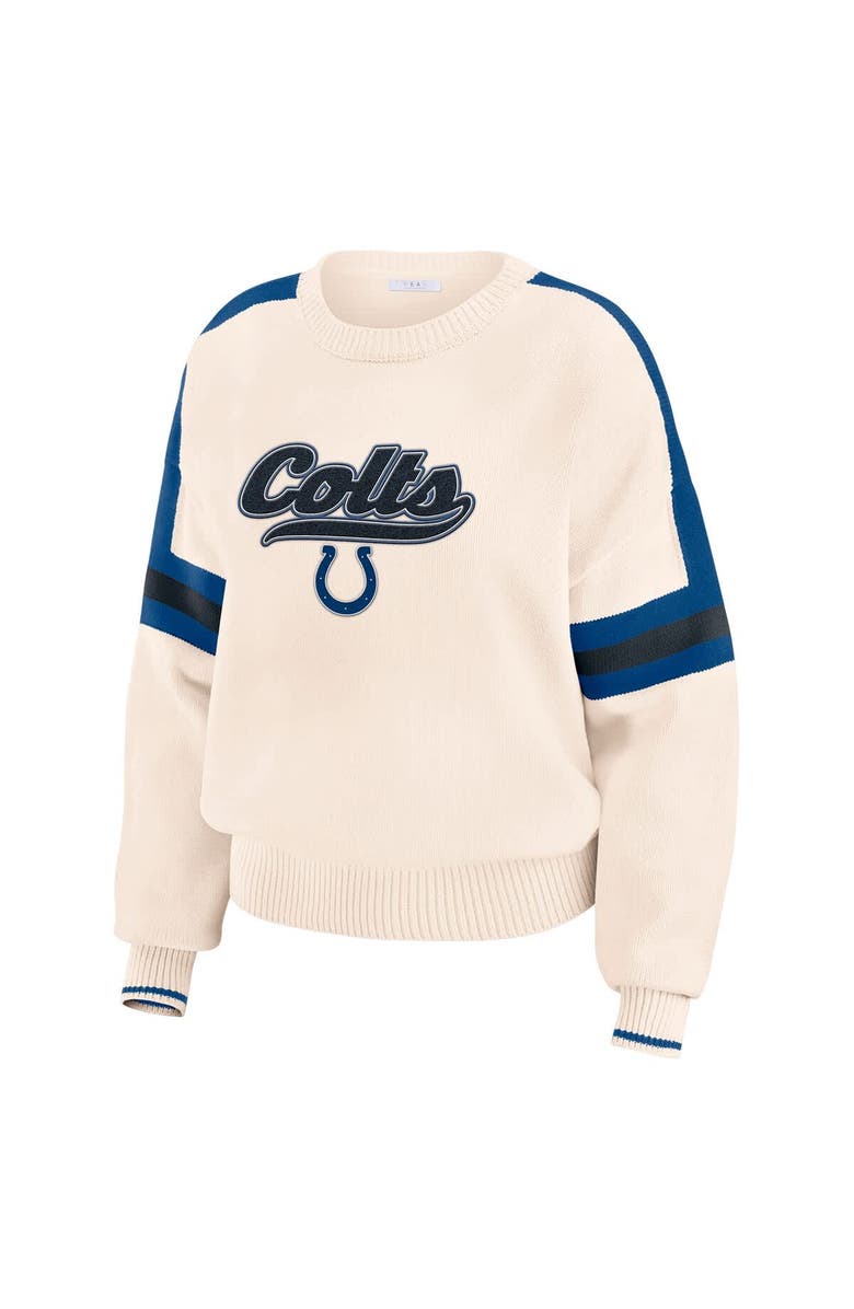 WEAR by Erin Andrews Women's WEAR by Erin Andrews  Cream Indianapolis Colts Stripe Pullover Sweater, Alternate, color, Cream
