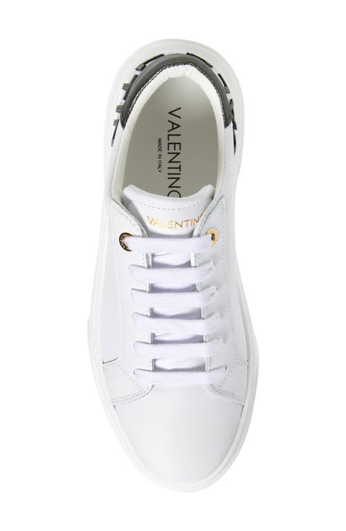 Valentino By Mario Valentino Alice Leather Sneaker In White Black