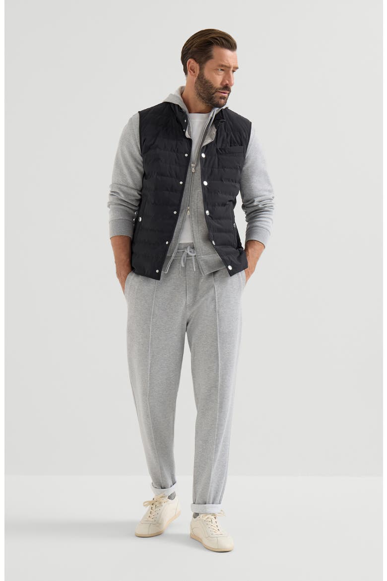 Cotton, cashmere and silk French terry double cloth trousers with Crête detail, Alternate, color, Medium Grey
