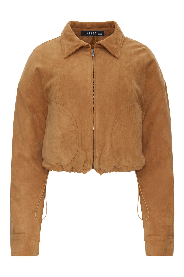 Serrano Faux Suede Bomber Jacket, Alternate, color, CAMEL