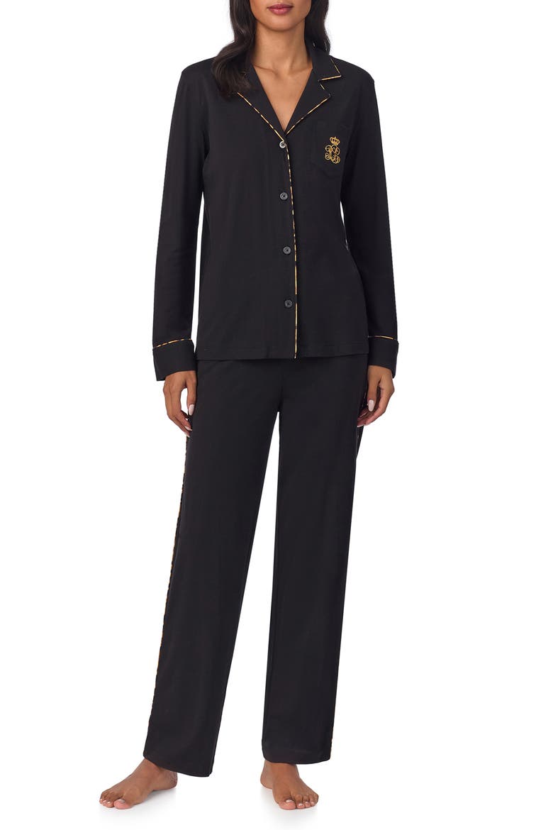 Long Sleeve Pajamas, Main, color, BLACK