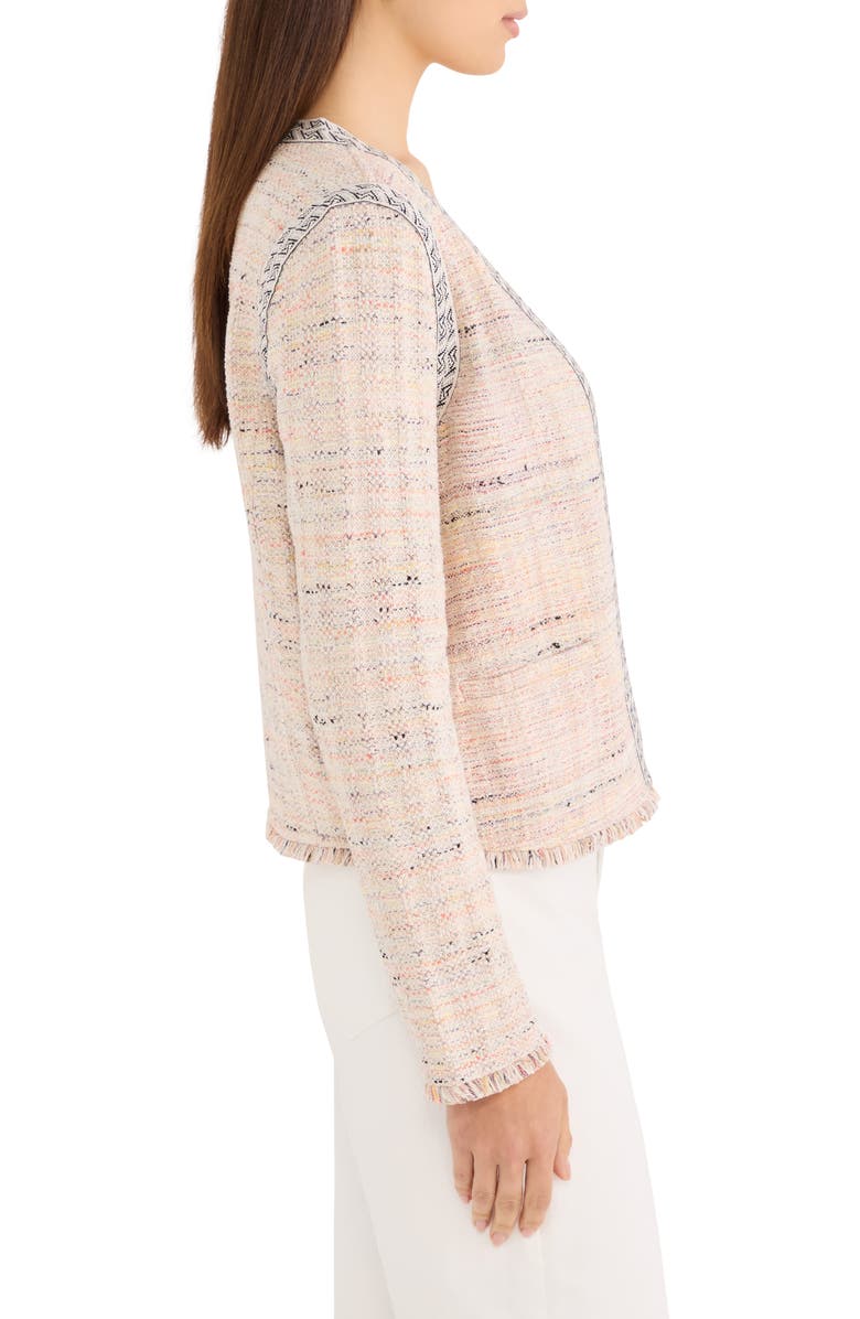 NIC+ZOE Fringe Trim Cotton Blend Jacket, Alternate, color, Orange Multi