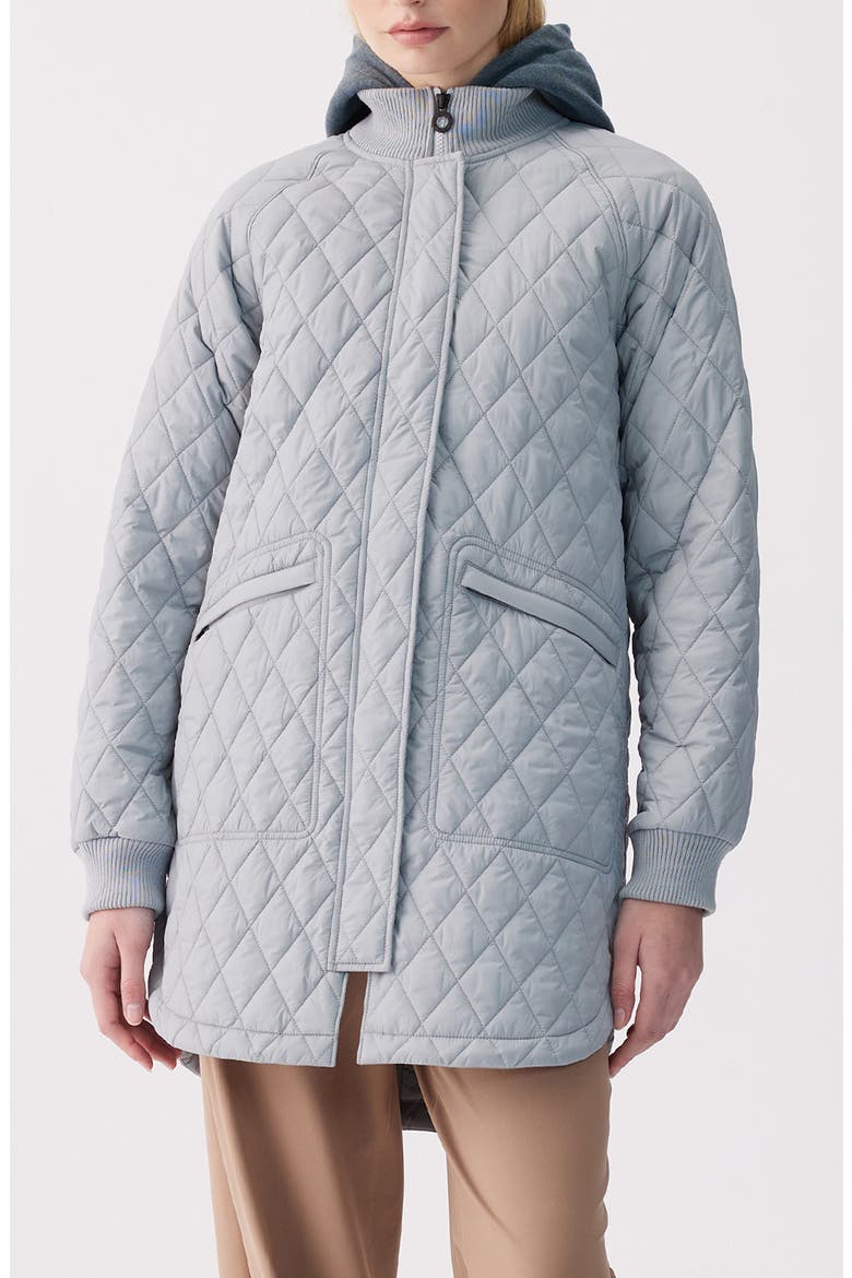 Sophie Quilted Longline Bomber Jacket, Main, color, STEEL