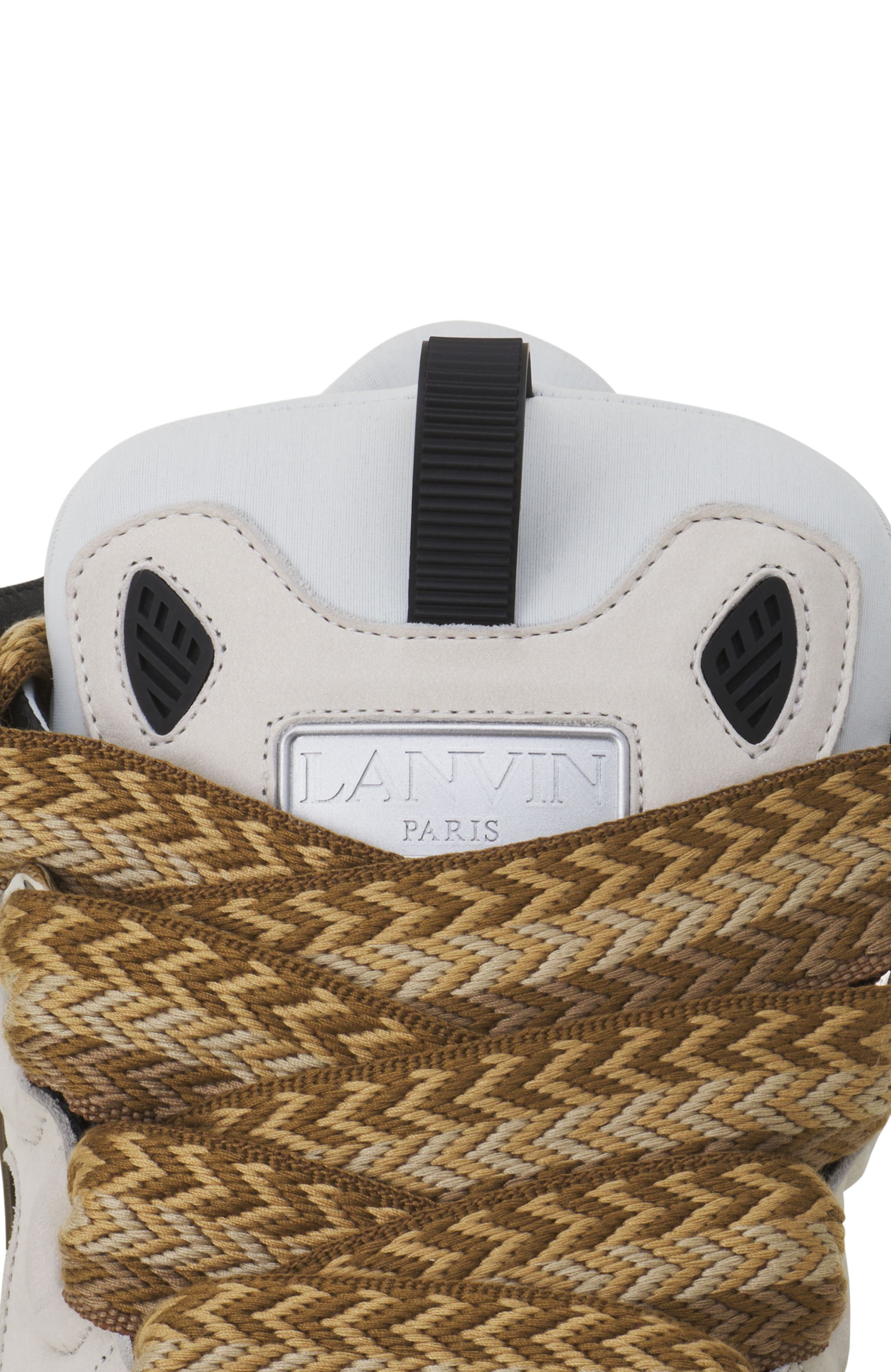 Lanvin Curb Leather Sneakers, Alternate, color, Blanc/Kaki