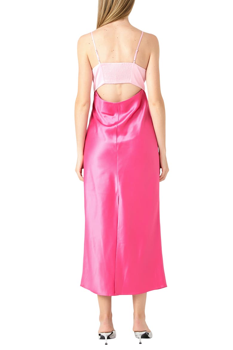 Colorblock Satin Midi Cocktail Dress, Alternate, color, PINK MULTI