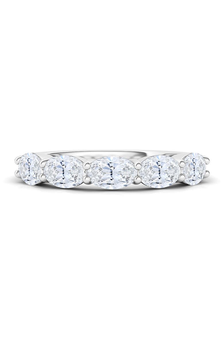 HauteCarat Oval Lab Created Diamond Half Eternity Ring, Alternate, color, 1.08 Ctw White Gold