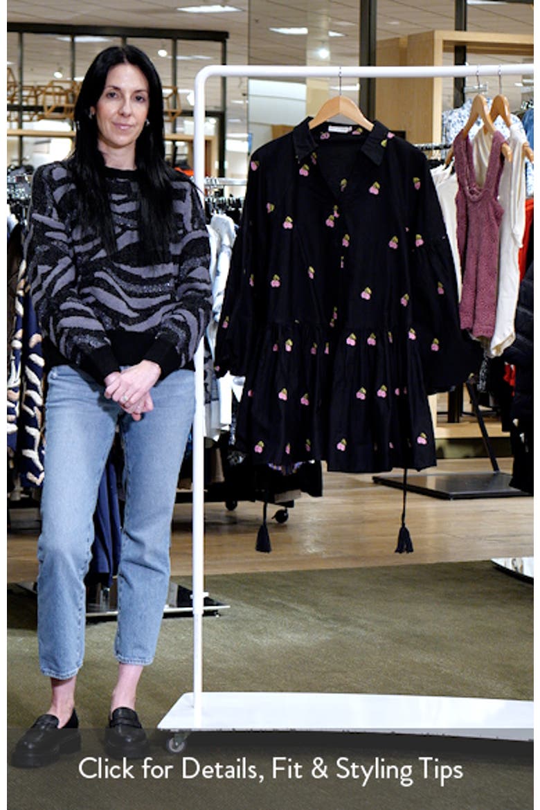 Embroidered Tie Waist Long Sleeve Minidress video