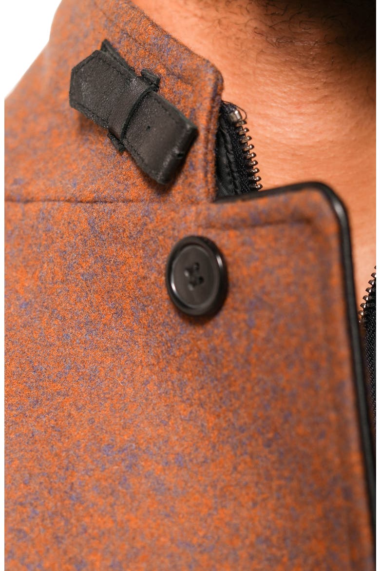 Orange Wool Blend Car Coat with Quilted Bib, Alternate, color, ORANGE