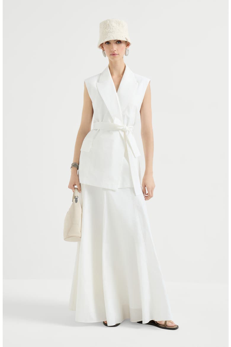 Poplin belted vest, Alternate, color, White