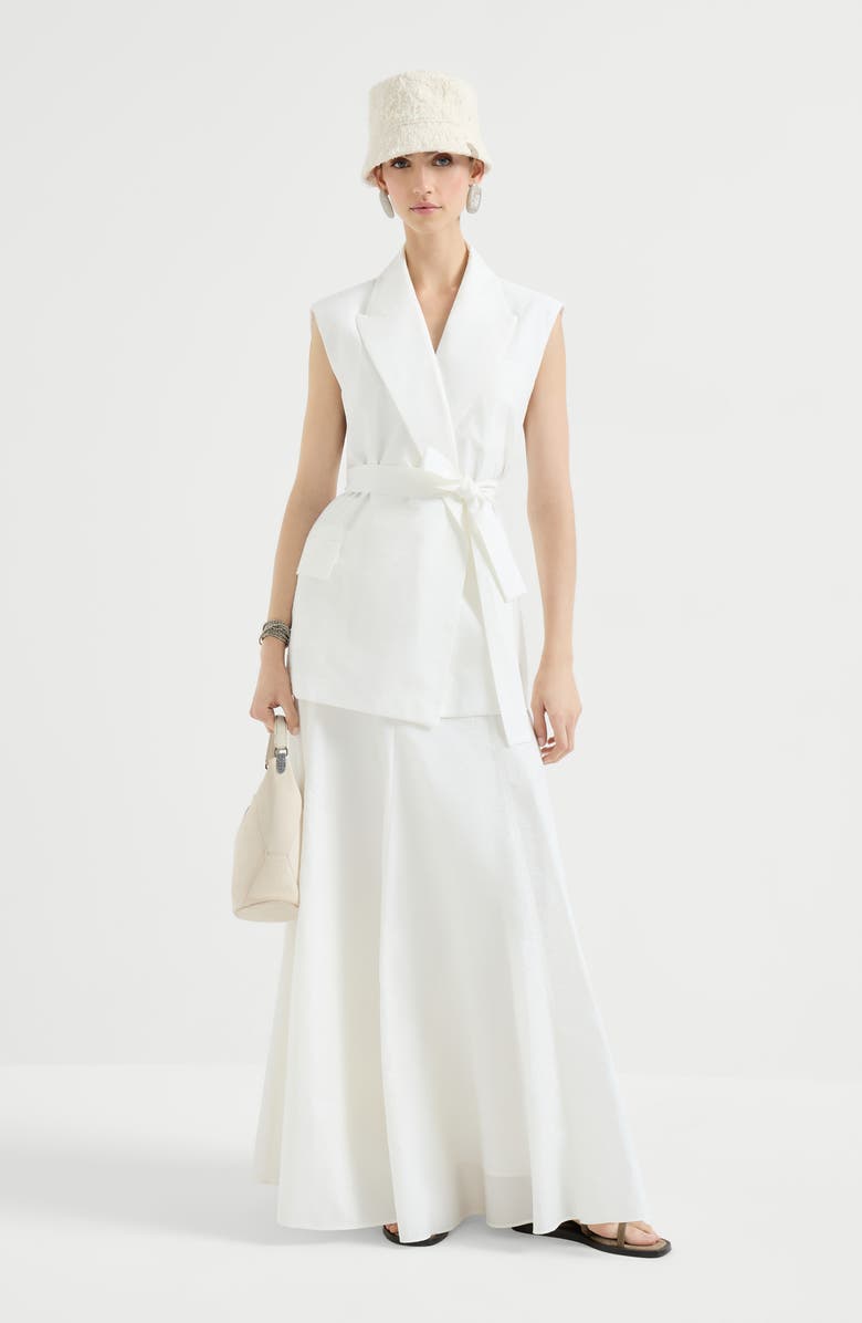 Brunello Cucinelli Poplin belted vest, Alternate, color, White