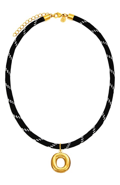 Bubble Initial Pendant Cord Necklace